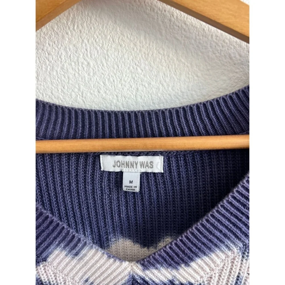 100% Cotton Johnny Was Tie Dye Pullover Knit Sweater Indigo M - Picture 4 of 7